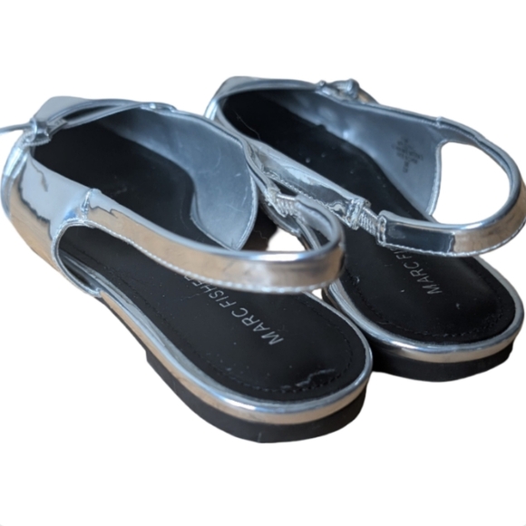 Marc Fisher Elelyn Silver Metallic Pointed Toe Slingback Flats Size 7.5 - Picture 8 of 11